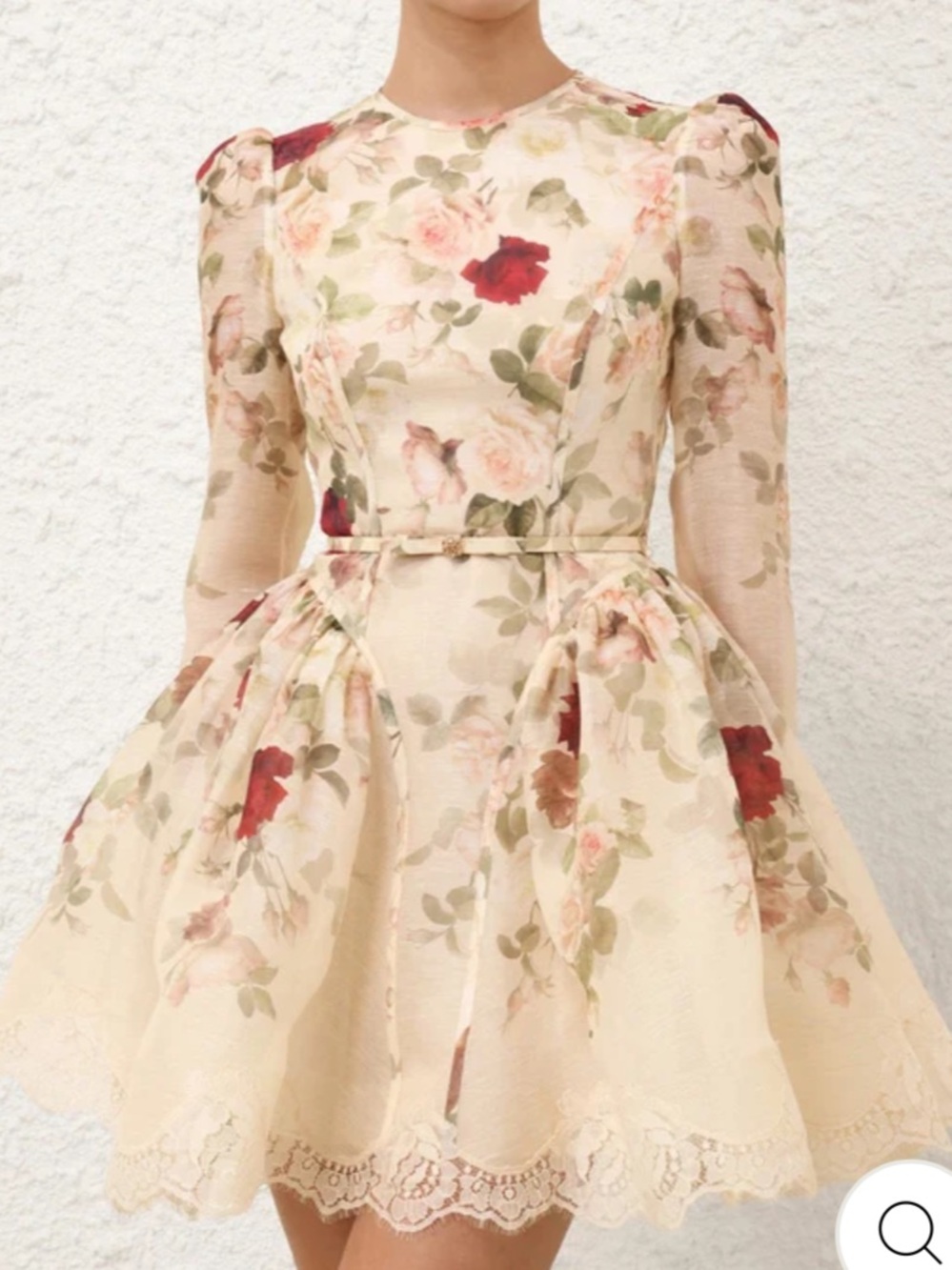 ZIMMERMANN HYPNOTIC LACE TRIM MINI DRESS CREAM CASCADE